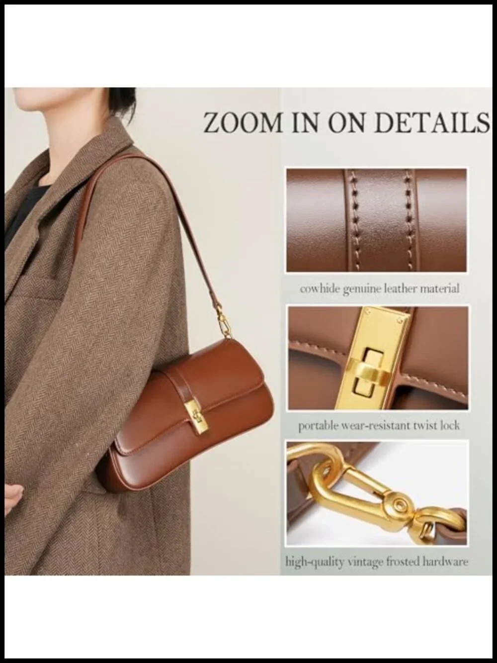 Genuine Leather Hobo Shoulder Bag Evening Bag Clutch Underarm Bag